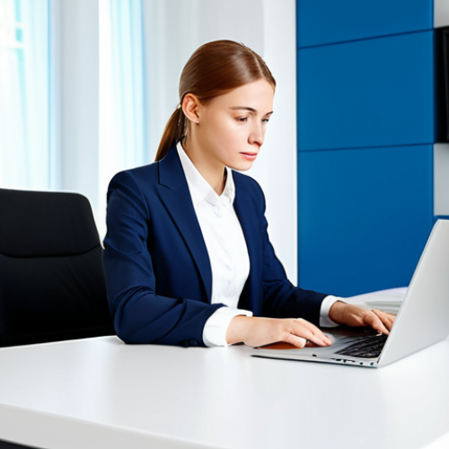 Home 21 **
A professional businesswoman in a modest, tailored business suit, sitting at a clean desk in a bright, modern Moscow office. She is working on a laptop. Fully clothed, appropriate attire, safe for work, perfect anatomy, natural proportions, professional photography, high quality. Family-friendly, appropriate content.
**