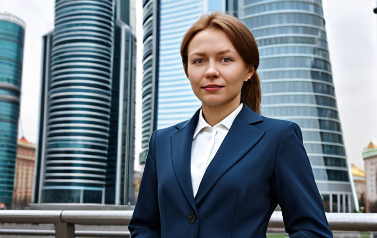 **
A professional businesswoman in Moscow, wearing a stylish, modest business suit appropriate for a Moscow office environment, standing confidently near the Moscow City business district. The image showcases modern architecture in the background with a focus on professional attire and demeanor. Safe for work, appropriate content, fully clothed, professional. Perfect anatomy, correct proportions, natural pose, well-formed hands, proper finger count, natural body proportions, high-quality rendering.
**