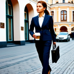 디지털디톡스와 행복한 삶 - A Busy Professional**

"A professional businesswoman in a modest business suit, walking confidently ...