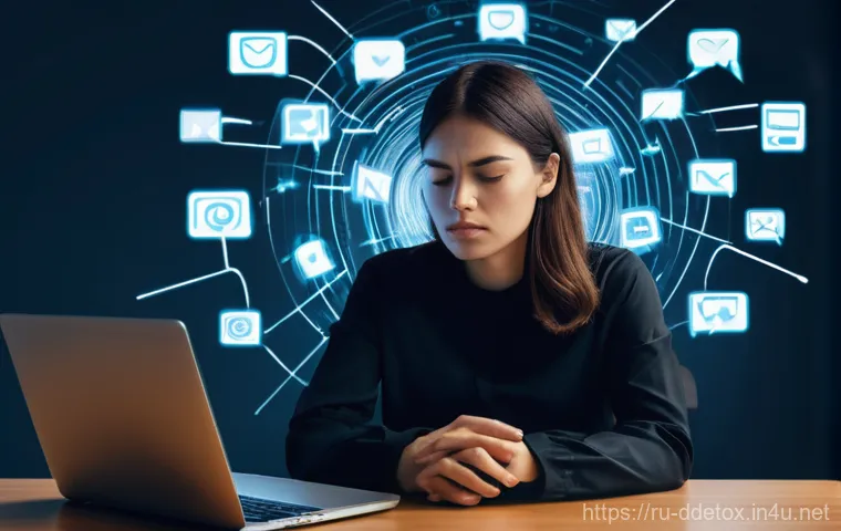 디지털디톡스와 학습 효율성 증대 - **Prompt 1: The Digital Overload Trap**
A young woman in her late 20s or early 30s, with a weary...