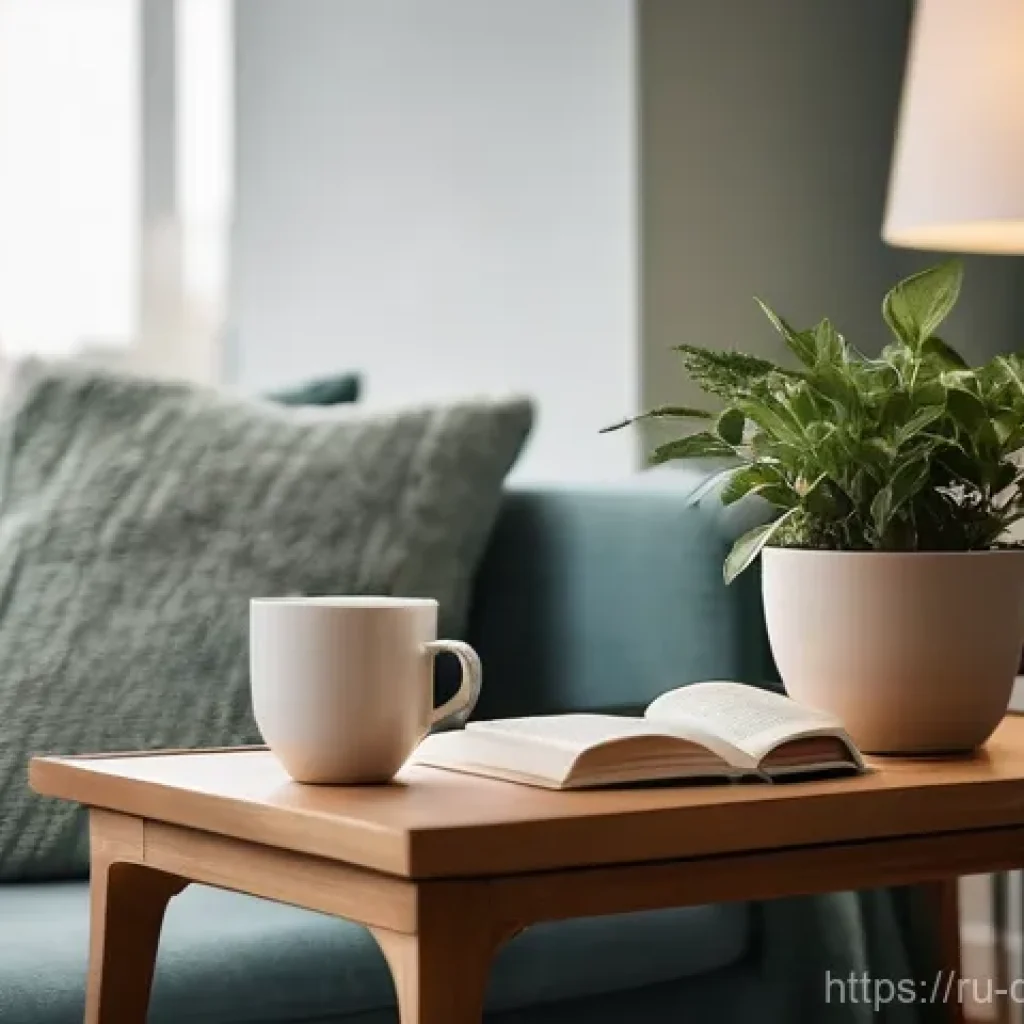 디지털디톡스와 실내 환경의 중요성 - **Prompt 1: Serene Evening Digital Detox**
"A cozy and warmly lit living room in a modern city a...