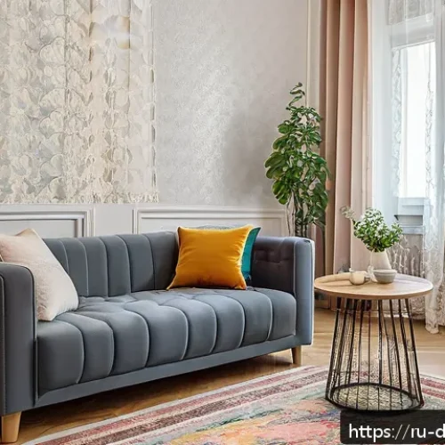디지털디톡스와 휴대폰 사용 제한 - A cozy modern Russian living room scene showing a young adult sitting on a sofa with a smartphone, s...