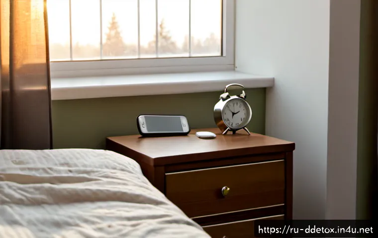 Home 17 디지털디톡스 아침 루틴 - Photorealistic early morning digital detox routine in a cozy Russian apartment, a smartphone placed ...